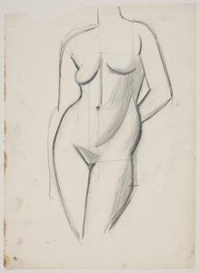 Modelo feminino em pé com a mão esquerda atrás da parte inferior das costas de Vilhelm Lundstrøm