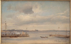 Um Porto de Barcos. Humlebæk, Zelândia de Vilhelm Petersen