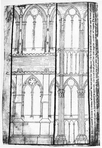 Cópia de fac-símile da Senhora Fr 19093 fol.31v Elevação Exterior e Interior das Paredes Laterais da Catedral de Reims