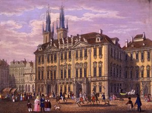 Palácio de Goltz-Kinsky (Kinsky), Praga, 1847 (gravura em aço colorido) de Vincenc and Geissler, F. Morstadt