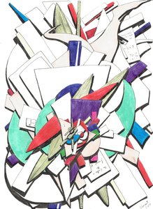 No topo, 2017, (tinta colorida sobre papel) de Vincent Alexander Booth