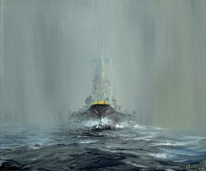 Battleship Yamato 1945, 2016, (óleo sobre tela)