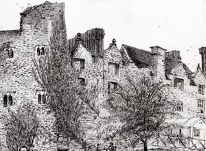 Ruína do Castelo Hay on Wye, 2007, (tinta no papel) de Vincent Alexander Booth