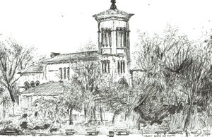 Igreja do outro lado do Tâmisa, 2004, (tinta sobre papel) de Vincent Alexander Booth