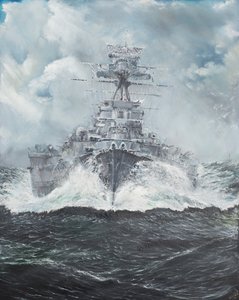 HMS Hood cabeças para Bismarck 23 de maio de 1941, 2014, (óleo sobre tela)