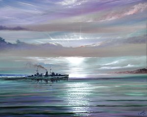 HMS Neptuno, Mediterrâneo Dezembro 1941, 2019 (óleo sobre tela) de Vincent Alexander Booth