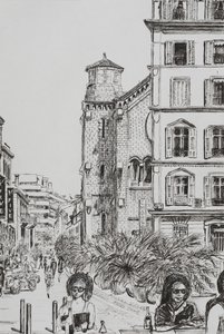 Hotel 5 e Notre Dame Cannes, 2014, (tinta no papel) de Vincent Alexander Booth