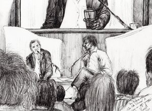 Entrevista na Hay on Wye, 2007, (tinta no papel) de Vincent Alexander Booth