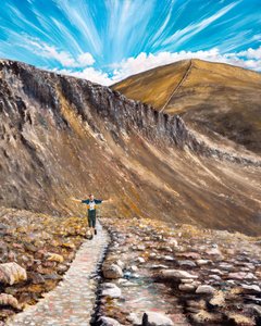 John in the Mourne mountains, 2024 (óleo sobre tela) de Vincent Alexander Booth