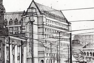 Manchester Town Hall, 2007, (tinta no papel) de Vincent Alexander Booth