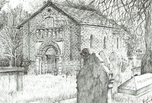 Igreja Velha, Prestbury, 2009, (tinta no papel) de Vincent Alexander Booth