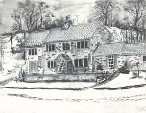 Edifícios Osmotherley na neve de inverno de Vincent Alexander Booth