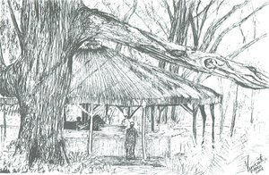 Bar ao ar livre, lago Naivasha, 2006; (tinta sobre papel) de Vincent Alexander Booth