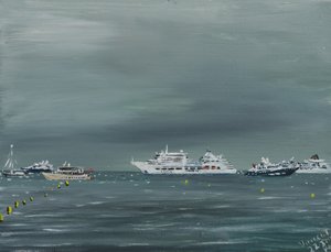 Navios e barcos em Cannes, 2014, (acrílico sobre tela)