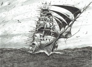 Storm Creators Cape Dolphin, 2024 (tinta e lápis sobre papel) de Vincent Alexander Booth