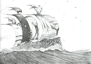 Storm Creators Cape Henlopen, 2024 (tinta e lápis sobre papel) de Vincent Alexander Booth