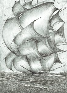 Criadores de tormentas Mar de Okhotsk, 2017, (Tinta no papel) de Vincent Alexander Booth