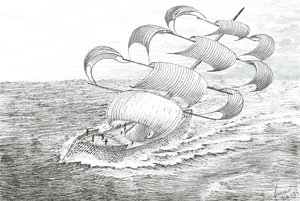 Storm Creators Yathkyed, 2023 (tinta e lápis sobre papel) de Vincent Alexander Booth