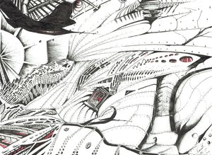 O Portador do Vermelho, 2016, (tinta no papel) de Vincent Alexander Booth