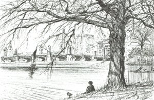 O rio Charles, em Boston. 2003, (tinta no papel) de Vincent Alexander Booth