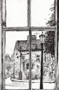 Vista do Old Hall Hotel Buxton, 2009, (tinta no papel) de Vincent Alexander Booth
