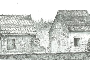 casa perto da fronteira França/Suíça, 2008; (tinta sobre papel) de Vincent Alexander Booth