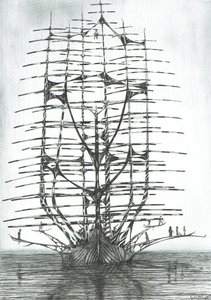 Criadores de tempestades Mar do Japão, 2017, (tinta no papel) de Vincent Alexander Booth