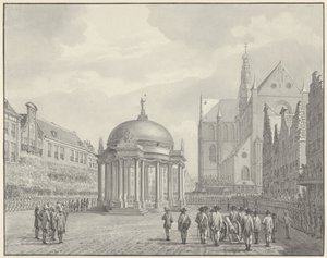 A tomada de posse das Regras de Governo sobre o Grote Markt em Haarlem, 5 de Setembro de 1787
