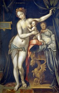 Caridade par Vincent Sellaer (1490-1564), ca 1555 - Óleo sobre madeira