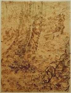 Árvores com hera no jardim do sanatório de Vincent van Gogh