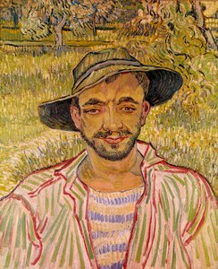 Busto de cara de camponês com chapéu de palha Pintura de Vincent Van Gogh (1853-1890) 1889 Dim. 61x50 cm. Galleria Nazinale d