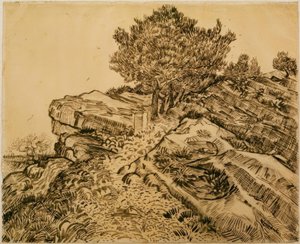 A rocha de Montmajour com pinheiros de Vincent van Gogh