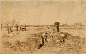 Cemitério na chuva de Vincent van Gogh