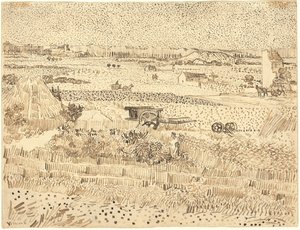 Colheita - A Planície de La Crau de Vincent van Gogh