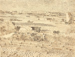 Colheita - A Planície de La Crau, 1888. de Vincent van Gogh