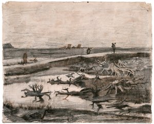 Paisagem com troncos de turfa (Trabalhos no campo) de Vincent van Gogh