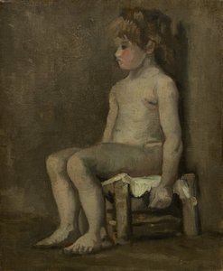 Menina nua, sentada