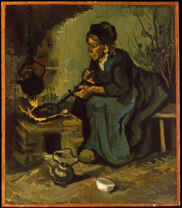 Camponesa a cozinhar junto a uma lareira de Vincent van Gogh