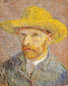 Auto-retrato com um chapéu de palha anverso: O descascador de batatas, 1887. de Vincent van Gogh