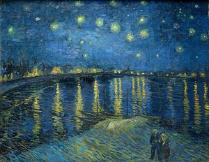 Noite estrelado sobre o Rhone