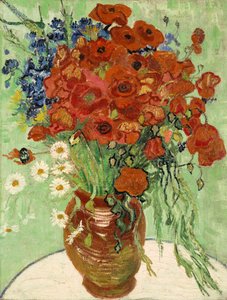 Ainda vida, vaso com margaridas e papoilas, 1890 de Vincent van Gogh