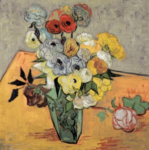 Natureza morta com vaso japonês, rosas e anêmonas de Vincent van Gogh