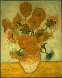 Quatro dez girassóis em um vaso de Vincent van Gogh