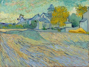 Vista do asilo e da capela de Saint-Remy, 1889 de Vincent van Gogh