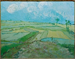 Campos de trigo em Auvers com nuvens de chuva de Vincent van Gogh