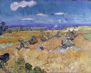 Campo de trigo com roldanas e ceifeira de Vincent van Gogh