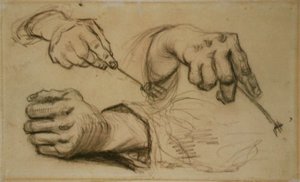 Estudo, três mãos, dois garfos de retenção F 1161r JH 746 de Vincent van Gogh