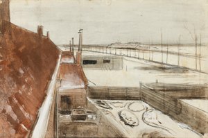 Vista da janela do estúdio de Vincents no inverno II (1883) de Vincent van Gogh
