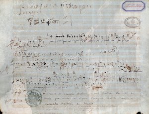 Página de música para O pirata, ópera de Vincenzo Bellini