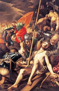 Cristo sendo pregado na cruz, por Vincenzo Campi